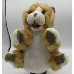 Folkmanis Tabby Cat Hand Puppet Orange Plush Kitten Striped Kitty